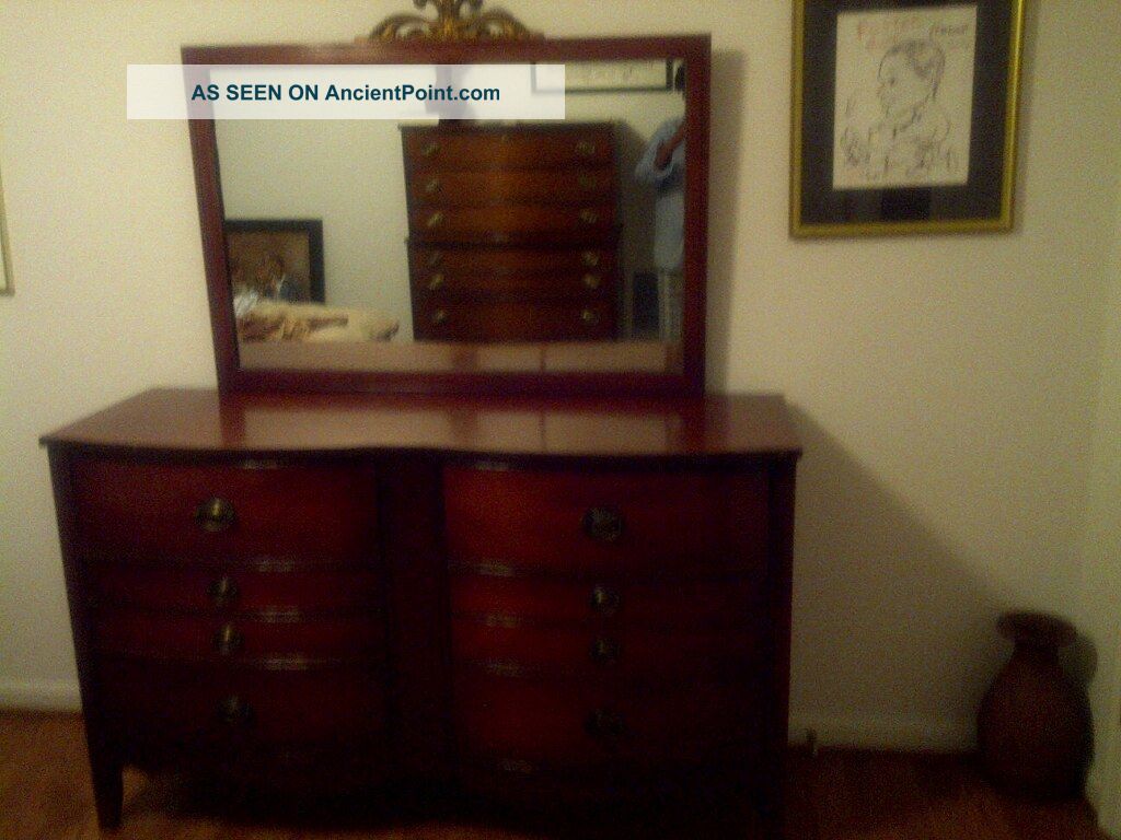 Timeless Antique 6 - Drawer Dresser,  With Add ' L Night Stand,  Mahogany Solid Wood 1900-1950 photo
