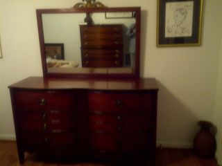 Timeless Antique 6 - Drawer Dresser,  With Add ' L Night Stand,  Mahogany Solid Wood photo