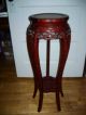 Antique Asian Table.  Craved Beautifully.  No Nails.  Bamboo Look And Marble Top. 1900-1950 photo 1
