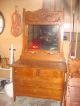 Victorian Oak Standard Bed & Dresser W Mirror Late 1800 ' S 1800-1899 photo 2