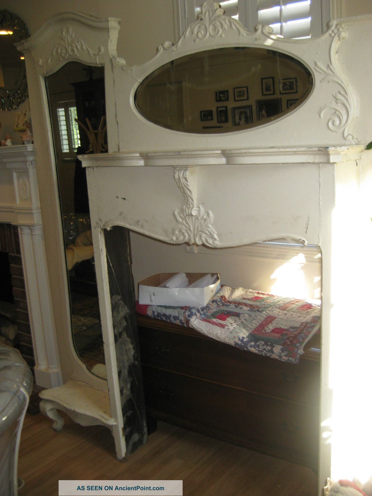 Rare Architectural Shabby Victorian Fireplace/mantle W/mirror Other photo