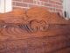 Antique Oak Bed High Back Carved Ornate Carvings Single Twin 1/4sawn Made In Usa 1900-1950 photo 6