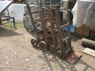 4 Vintage Handcart Dolly Hand Truck Cart Railroad Factory Industrial photo
