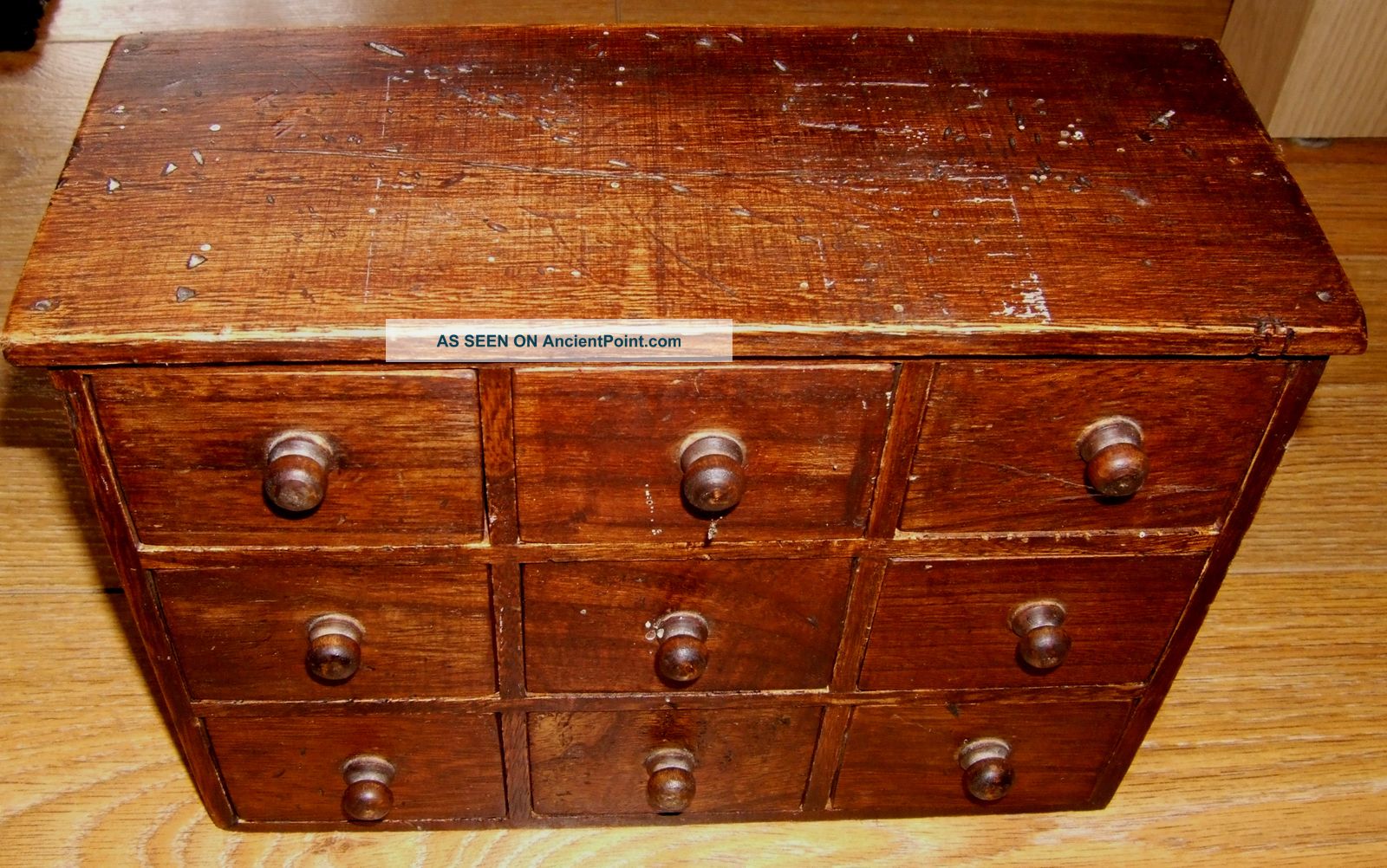 @@ A Usefull Old Mini - Chest Of 9 Wooden Draws Spice Ect @@ 1900-1950 photo