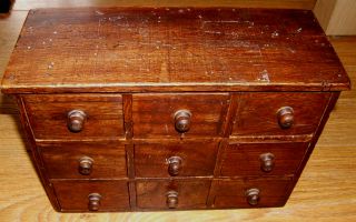 @@ A Usefull Old Mini - Chest Of 9 Wooden Draws Spice Ect @@ photo
