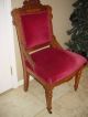 Antique Victorian Eastlake Red Velvet Carved Solid Wood Chair 1900-1950 photo 1