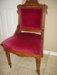 Antique Victorian Eastlake Red Velvet Carved Solid Wood Chair 1900-1950 photo 3