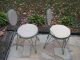 2 Vintage Antique Iron Ice Cream Bistro Chairs Metal Mid Century French Country Post-1950 photo 1