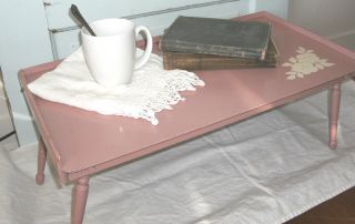 Vintage Shabby Lap Writing Desk Or Tv Tray - Chic Pink,  Tilting Serving Tray photo