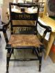 5 Hitchcock Stick Back Chairs Black With Stenciling Signed &1 Armchair (6 Chairs) 1900-1950 photo 5