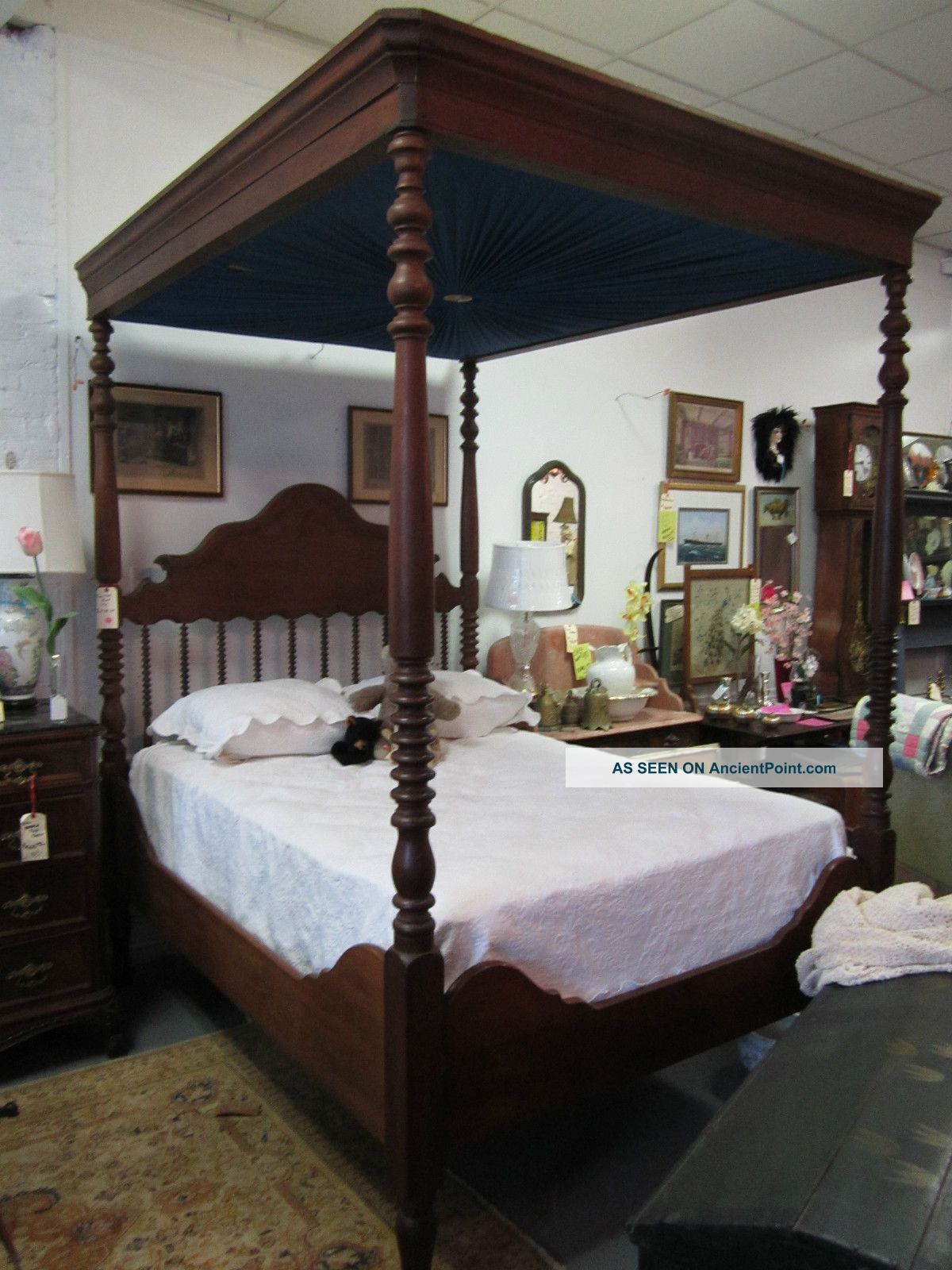 Jenny Lind Teaster Bed Full Size Full Canopy Turned Spindels 1800-1899 photo