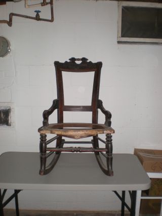 Antique Oak Frame Rocking Chair photo