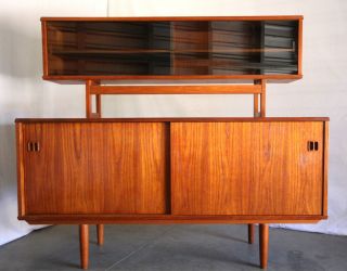 Danish Modern Mid Century Teak Credenza Cabinet Wall Unit Sideboard 1960s Eames photo