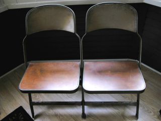 Antique - Vintage Clarin Double Folding Chairs - Made In The Usa - Look No Res photo