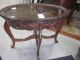 Lovely 1930s Ornate Carved Walnut Oval Coffee Table With Glass Tray Top 1900-1950 photo 1