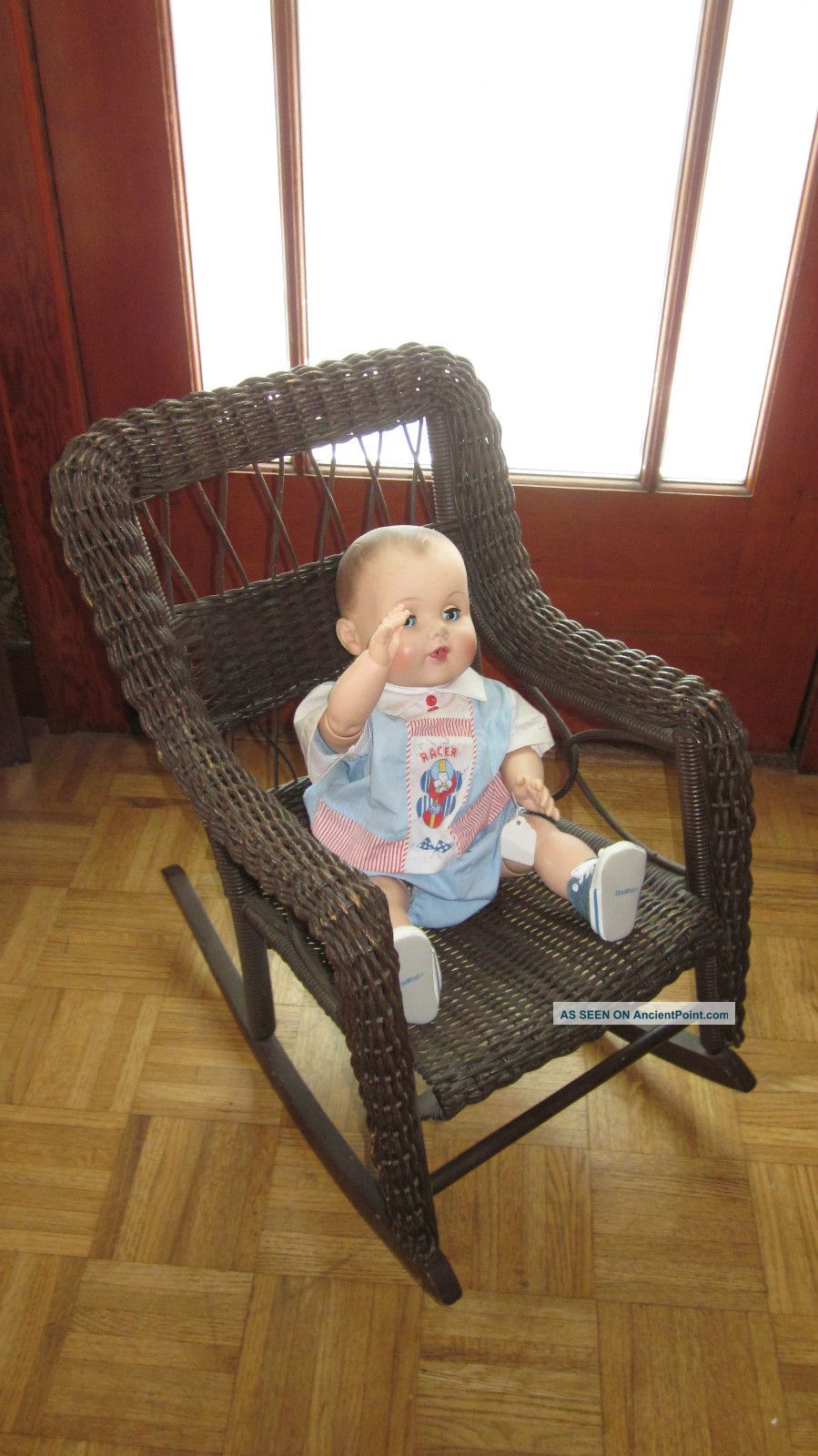 Antique Childs Wicker Rocker - Brown In Color - - Some Scuffing 1900-1950 photo