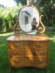 Antique Circa 1930 ' S Oak Dresser With Serpentine Mirror 1900-1950 photo 2