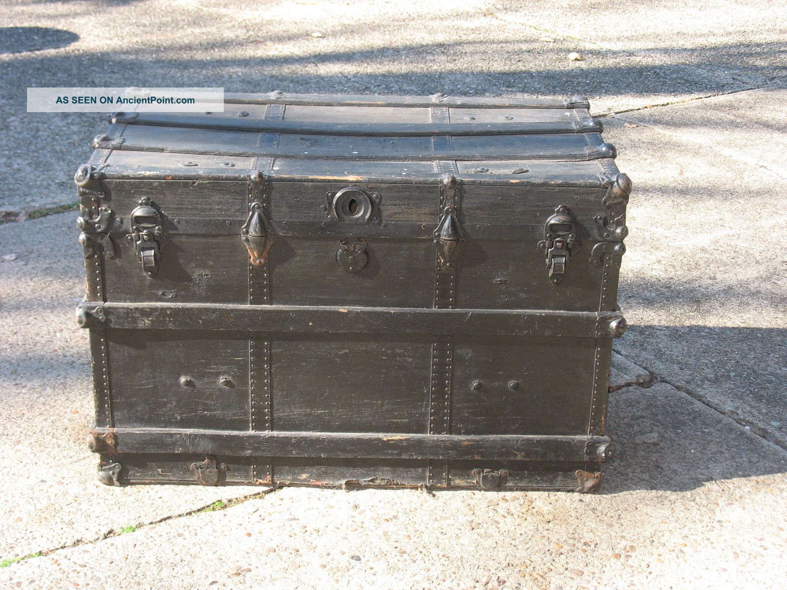Antique Flat Top Wooden Trunk W/wood Slats On Top And Sides - Needs Refurbished Unknown photo