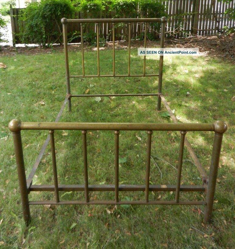Antique Brass Bed Frame Full Or Double Size 1900-1950 photo