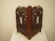 Old Walnut Wall Corner Shelf In Carved Wood 19 Inches Tall. . Other photo 4