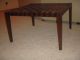 Square Coffee Table Dark Wood & Leather Lattice Pattern $250 Retail Nib Post-1950 photo 2
