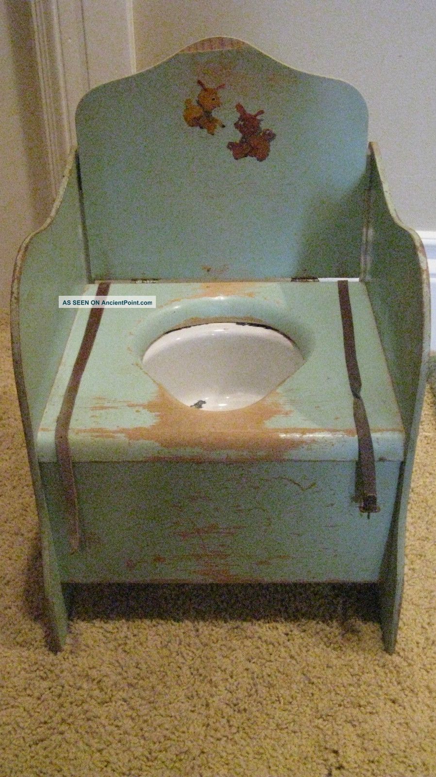 Antique Childs Potty Chair With Enamelware Pot,  Label Intact,  1930 - 40 ' S 1900-1950 photo