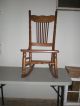 Vintage Oak Pressed Back Design Rocking Chair Cane Seat 1900-1950 photo 2