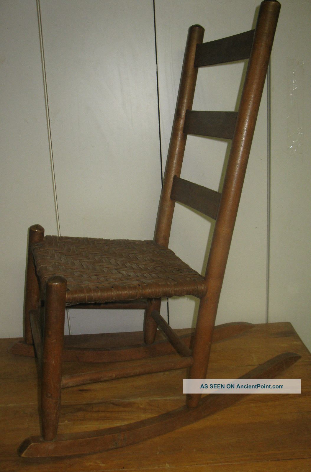 Vintage Ladder Back Chairs with Woven Seats