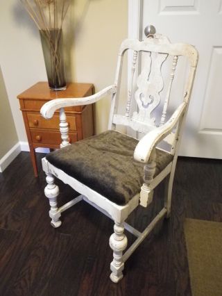 Antique American Painted Wood Paint Arm Chair photo