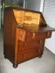 Antique Art Deco Tiger Oak Wood Secretary Bureau Drop Front Desk Cabinet 1800-1899 photo 9
