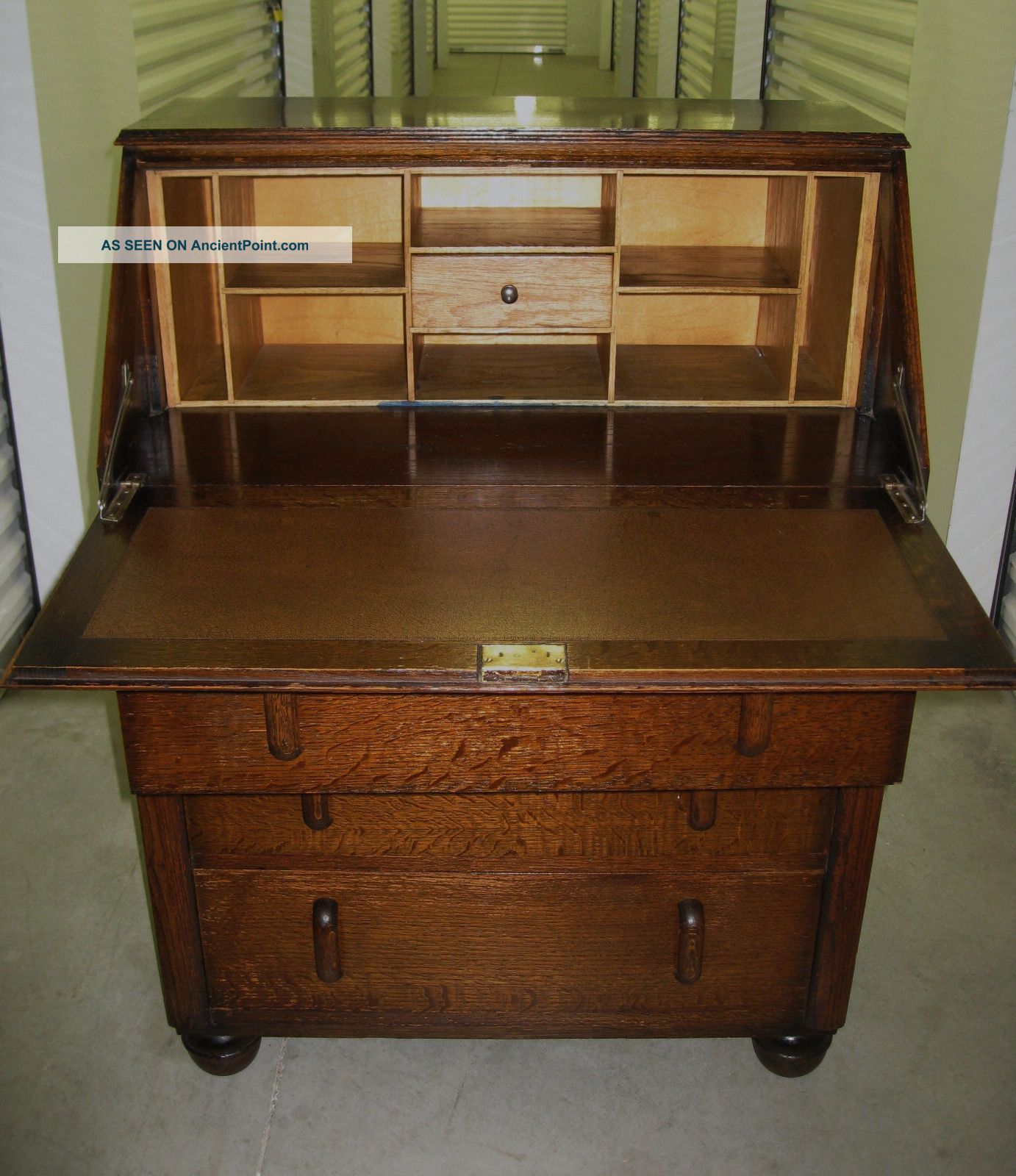 Antique Oak Drop Front Desk