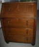Antique Art Deco Tiger Oak Wood Secretary Bureau Drop Front Desk Cabinet 1800-1899 photo 1