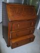 Antique Art Deco Tiger Oak Wood Secretary Bureau Drop Front Desk Cabinet 1800-1899 photo 6