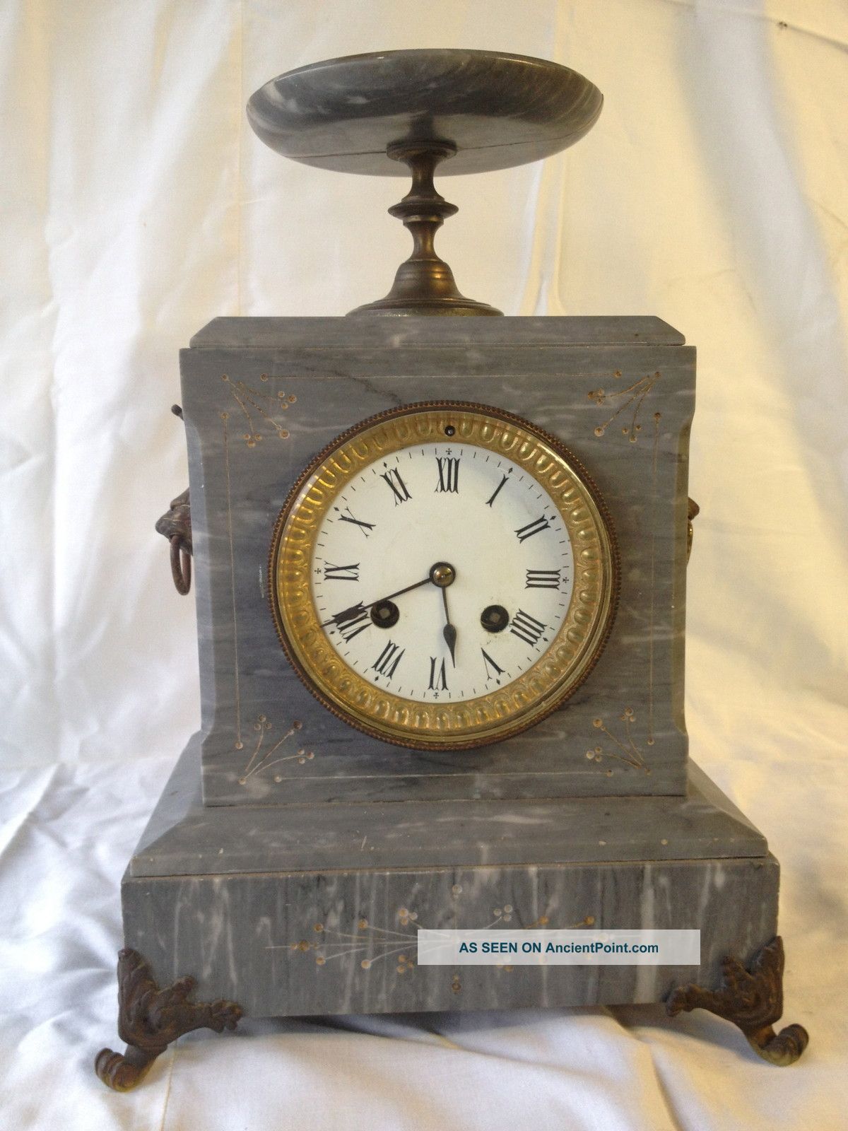 Antique Clock.  Grey And Black Marble.  C.  R.  Crookshank Other photo