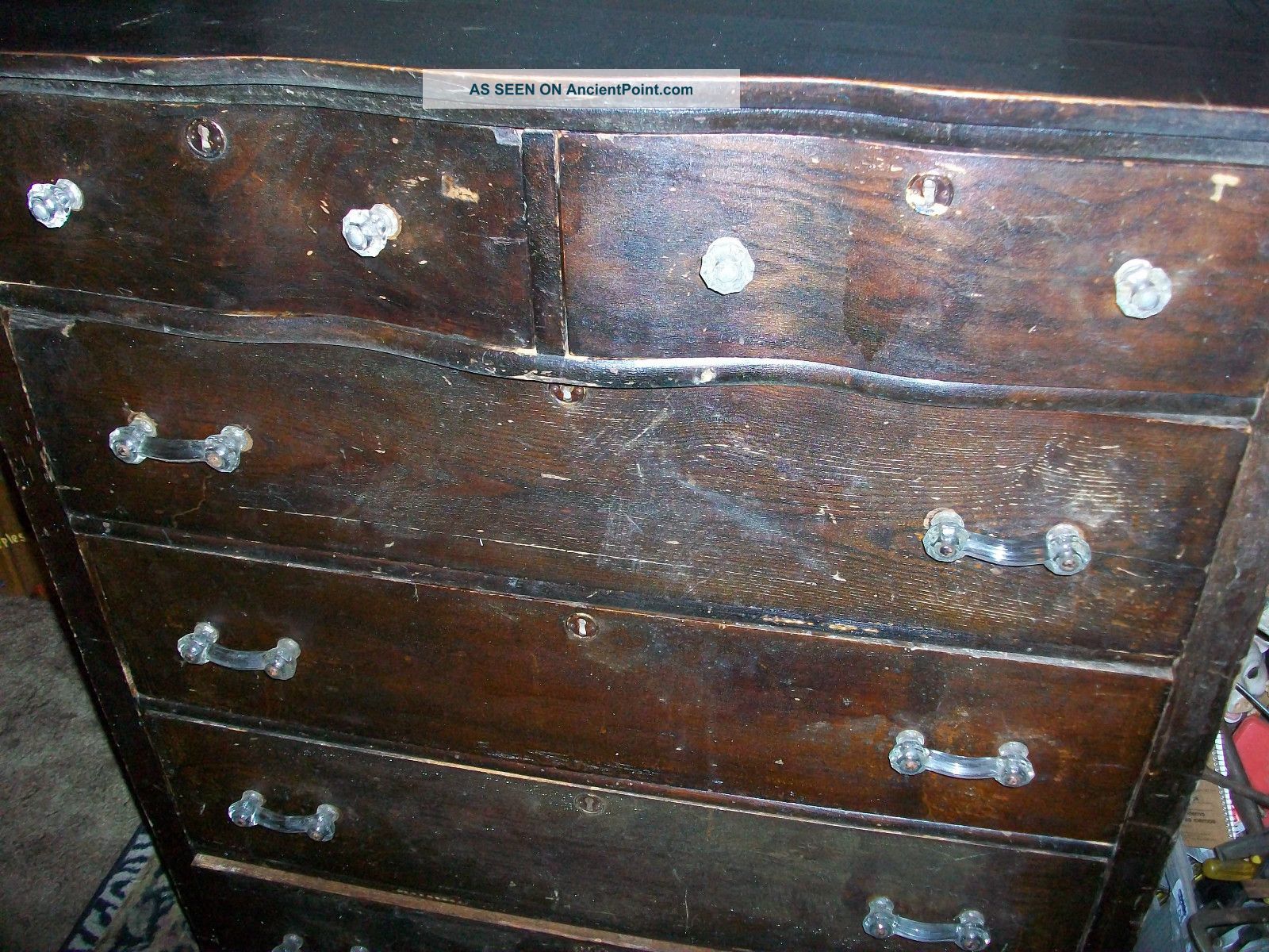 Antique 6 Drawer Solid Ash Dresser W/key 1900-1950 photo