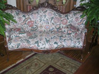 Antique Victorian Pierced Carved Walnut Sofa Possibly Belter Mint Condition photo