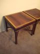 Pair Henredon Rittenhouse Flame Mahogany Chippendale End Side Tables Post-1950 photo 2