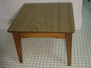1 Of 2 Eames Era Walnut Laminate Square Table Mid Century Modern Side End Stand photo