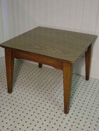 2 Of 2 Eames Era Walnut Laminate Square Table Mid Century Modern Side End Stand photo