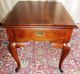 Vintage Broyhill Lenoir Cherry Queen Anne Side/ End Tables,  Drawers Pair Post-1950 photo 3