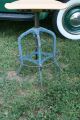 Vintage Toledo Drafting Industrial Metal Plastic Chair Stool Machine Age Blue 1900-1950 photo 5