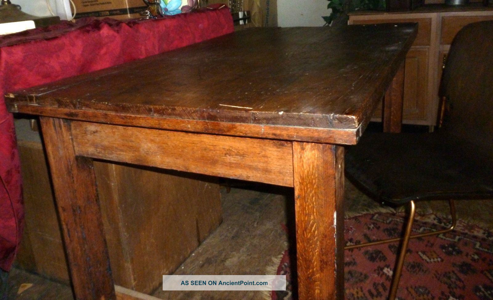 Very Very Old Oak Wood School House Teachers Table Desk