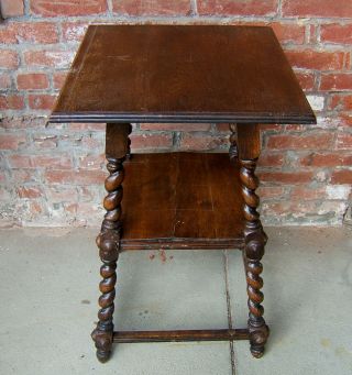 Antique English Oak Barley Twist Lamp Side Table Parlor Occassional 1800 ' S photo