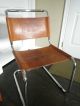 Vintage Mid Century Modern Bauhaus Mart Stam Chrome & Cognac Leather Side Chair Post-1950 photo 1