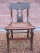 Primitive Antique Empire Saber Leg Side Chair Cane Seat Carved Crest Top Rail Nr 1800-1899 photo 1