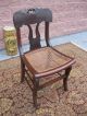 Primitive Antique Empire Saber Leg Side Chair Cane Seat Carved Crest Top Rail Nr 1800-1899 photo 4