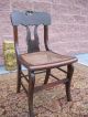 Primitive Antique Empire Saber Leg Side Chair Cane Seat Carved Crest Top Rail Nr 1800-1899 photo 5