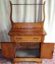 Antique Oak Washstand/ Small Dressser With Towel Rack Engraved Doors 1900-1950 photo 3
