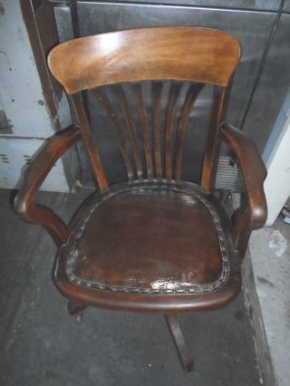 Antique Oak Office Arm Chair photo