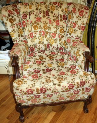 Antique Chair - Wing Back - Queen Anne - Cabriole Legs photo